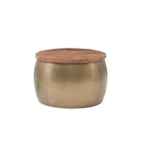 Contemporary Large Gold Drum with Storage