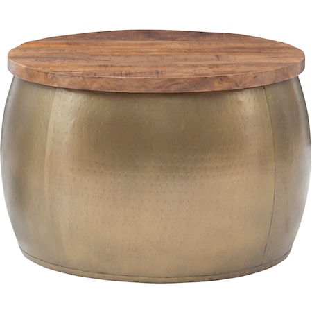 Contemporary Large Gold Drum with Storage