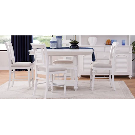 Coastal 6-Piece Counter Height Dining Set with Storage Server