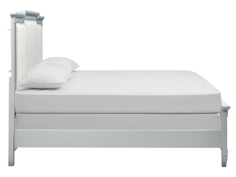 King Panel Bed w/Upholstered Headboard