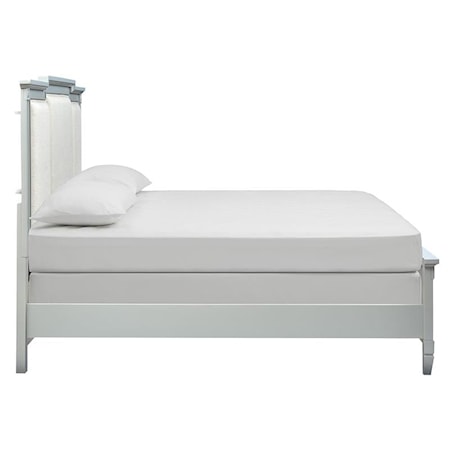 Queen Panel Bed w/Upholstered Headboard