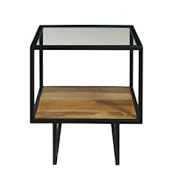 Iron End Table with Glass Top