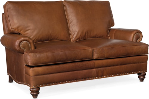 Traditional Stationary Loveseat with Rolled Arms