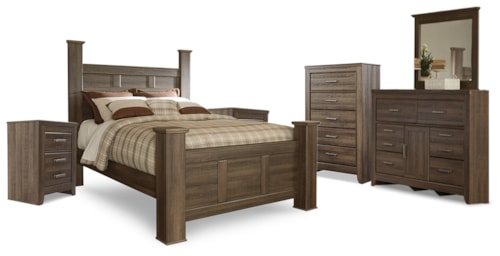 Queen Poster Bed, Dresser, Mirror, Chest And 2 Nightstands