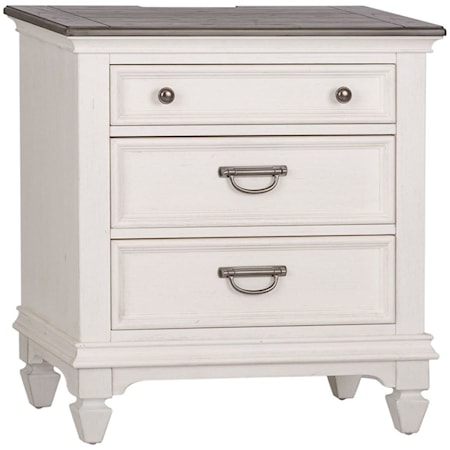 Cottage 3-Drawer Nightstand with Charging Station