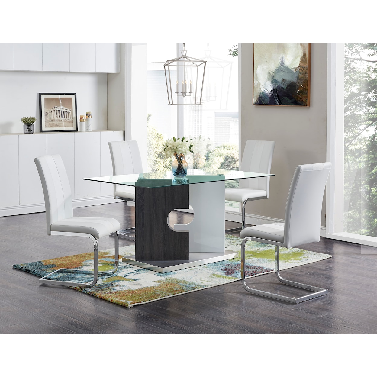 Global Furniture D219DT Dining Table with 4 Dining Chairs