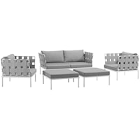 5 Piece Outdoor Patio Aluminum Sectional Sofa Set