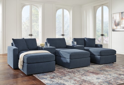 5-Piece Sectional And 3 Ottomans