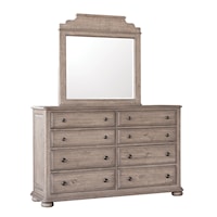Transitional 8-Drawer Dresser and Mirror Set