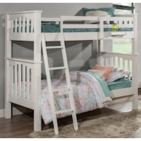 Mission Style Twin Over Twin Harper Bunk Bed with Hanging Tray