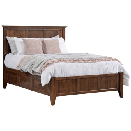 Queen PANEL BED W/ DRAWER UNITS RAISED 6''
