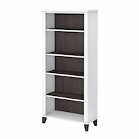 Somerset Tall 5 Shelf Bookcase in White and Storm Gray