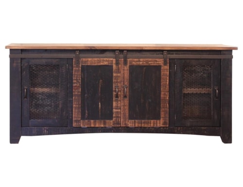 Rustic 70" TV Stand with Mesh Panel Doors