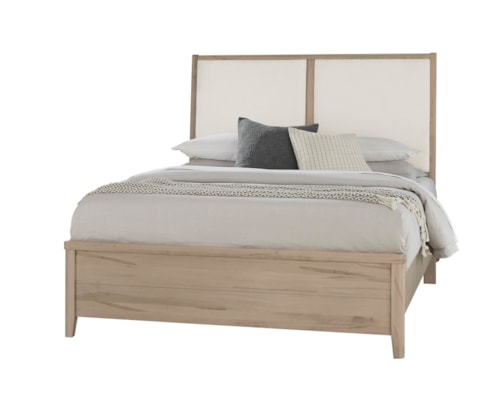 Transitional King Upholstered Panel Bed with Low-Profile Footboard