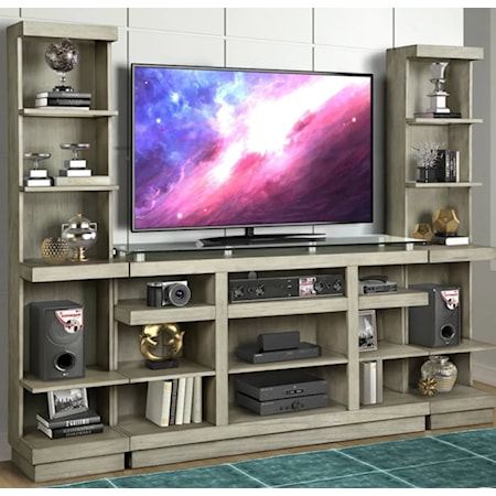 Contemporary Entertainment Center with Open Shelf Storage