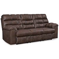 Faux Leather Reclining Sofa with Drop Down Table