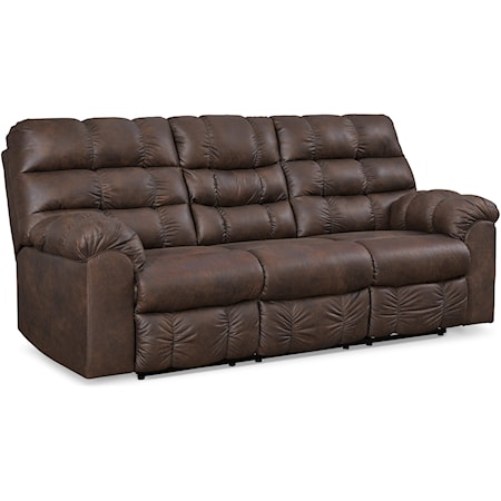 Faux Leather Reclining Sofa with Drop Down Table