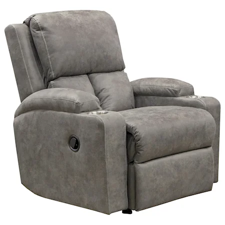 Contemporary Rocker Recliner with Dual Cupholders
