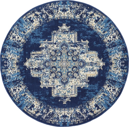 5'3"  Navy Blue Round Rug