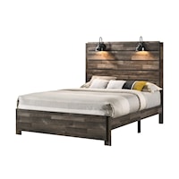 Contemporary California King Low Profile Bed with Built-In Lighting