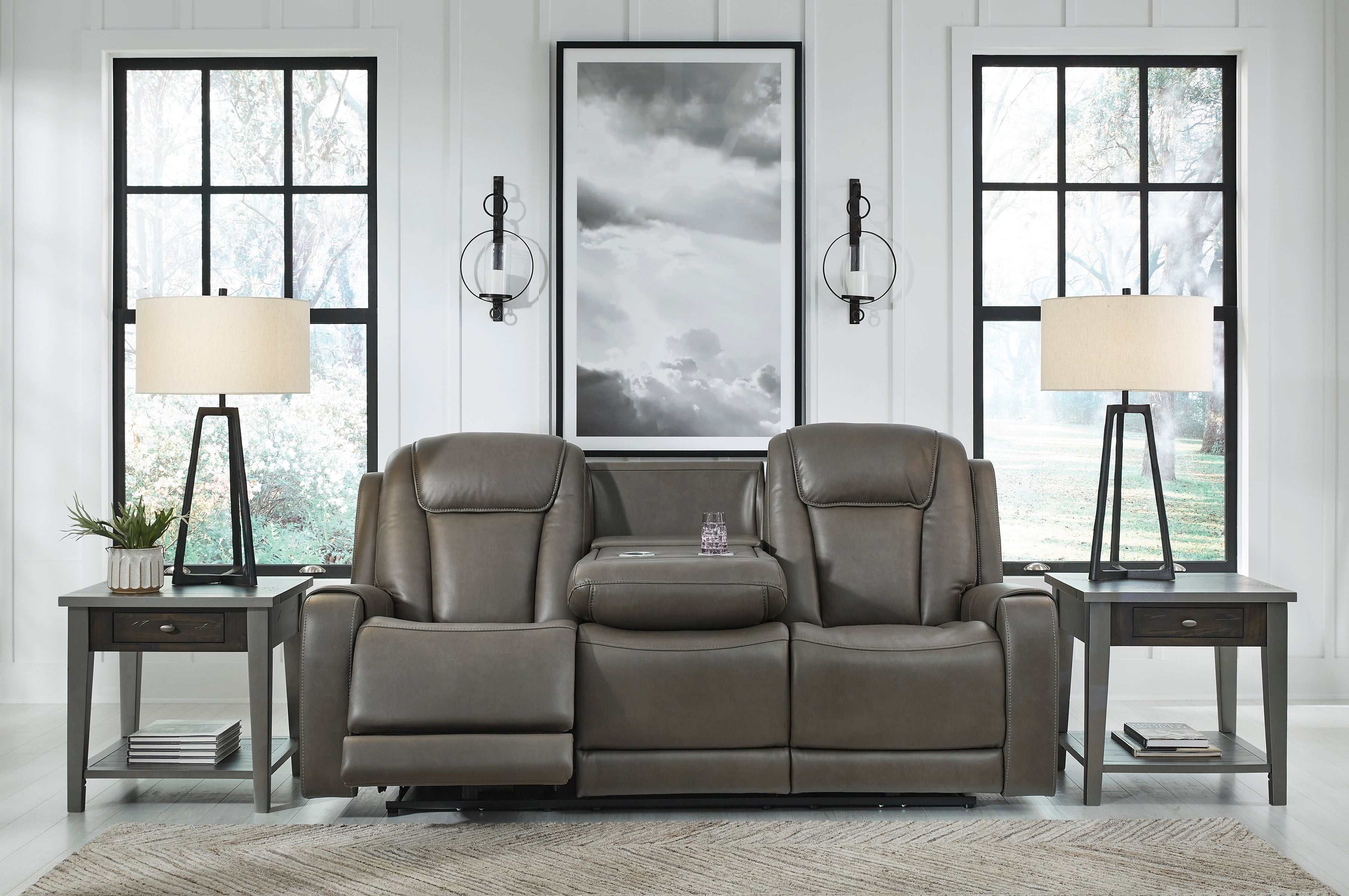 Signature Design by Ashley Card Player 1180815 Contemporary Reclining Sofa with Drop Down Table