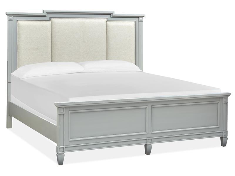 King Panel Bed w/Upholstered Headboard