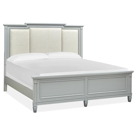 Queen Panel Bed w/Upholstered Headboard