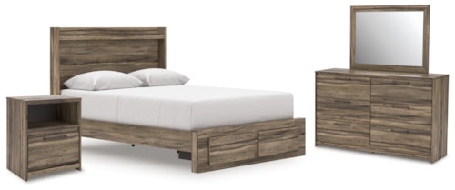 Queen Panel Storage Bed, Dresser, Mirror And Nightstand