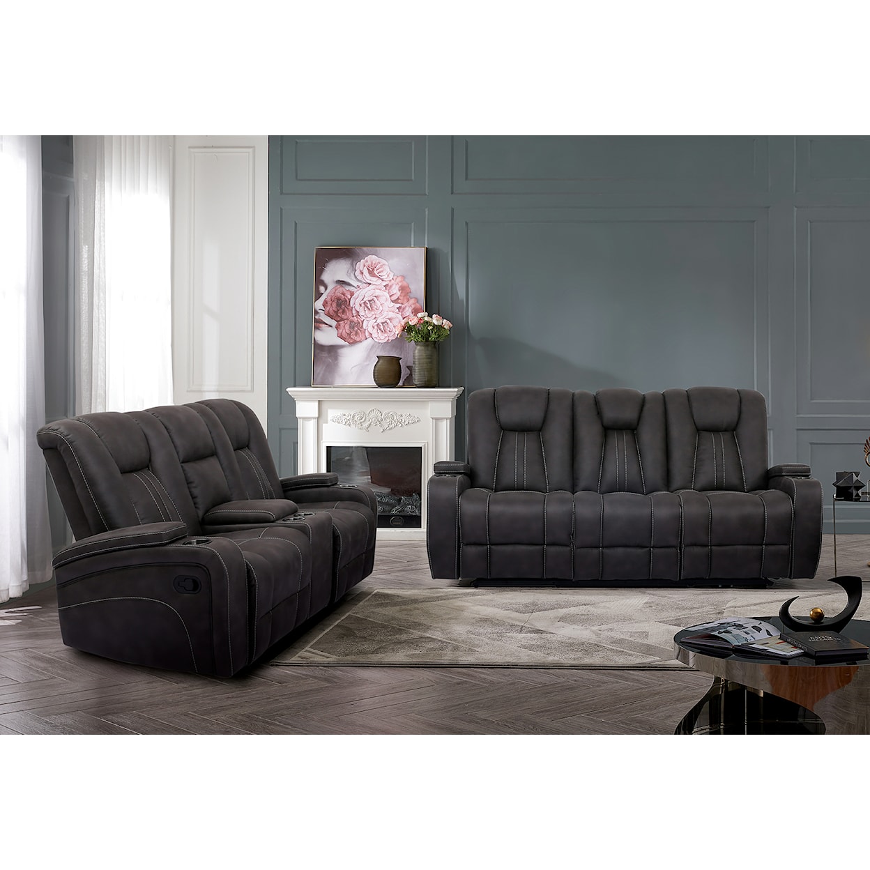 Furniture of America - FOA Amirah Sofa and Gliding Loveseat Set