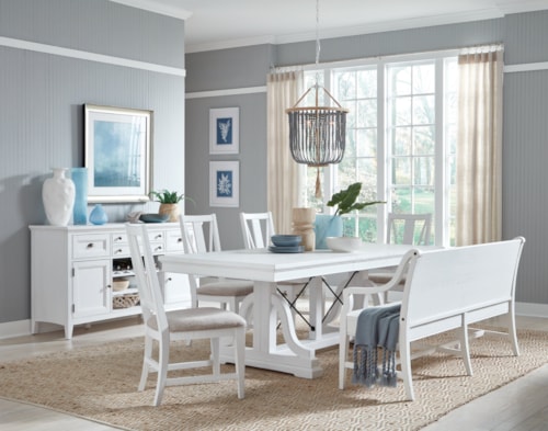 Traditional 6-Piece Dining Set with Bench