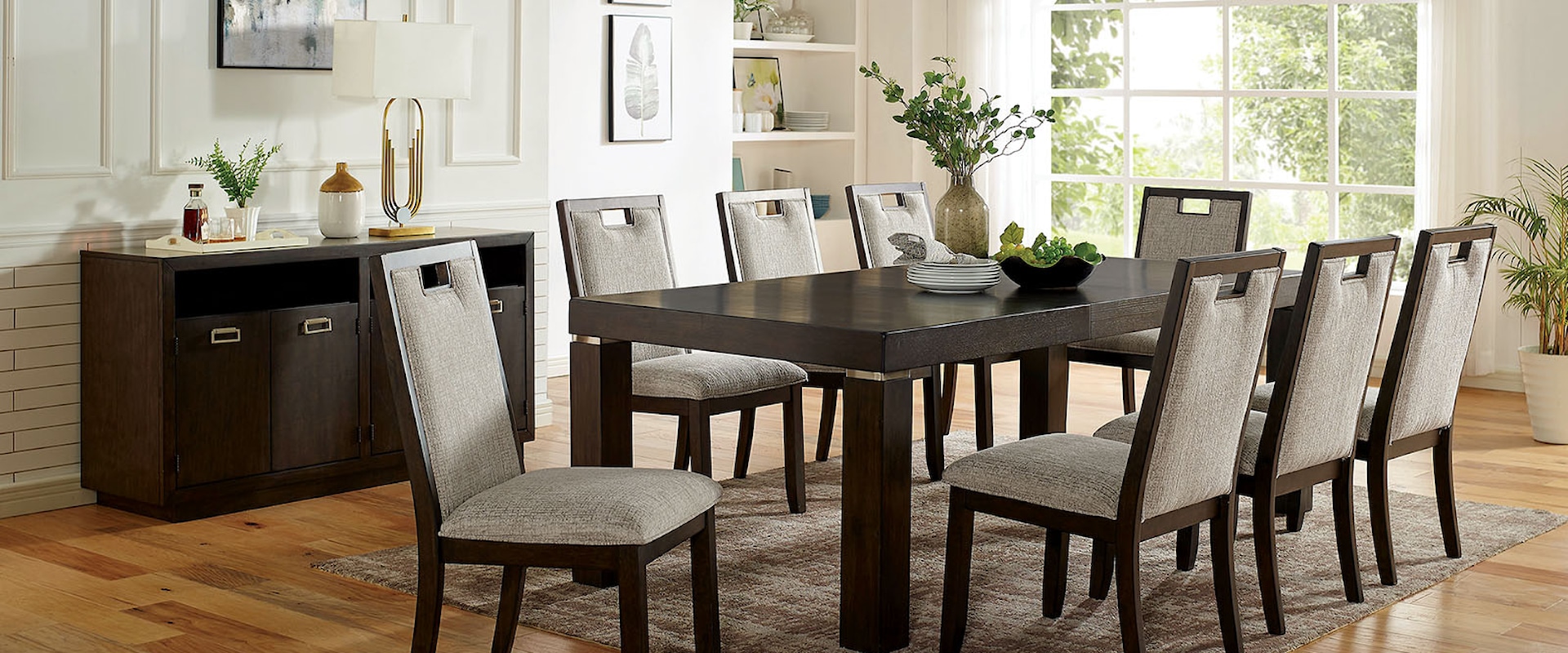 Contemporary 9 Piece Dining Table Set