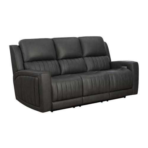 Transitional Power Reclining Sofa with Drop Down Table