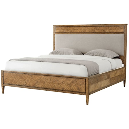 Transitional Upholstered Panel King Bed