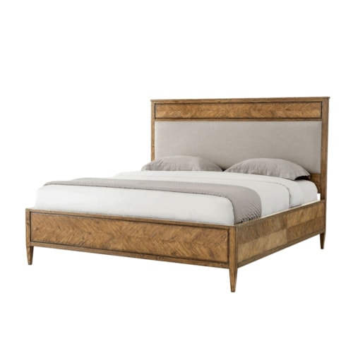 Transitional Upholstered Panel King Bed