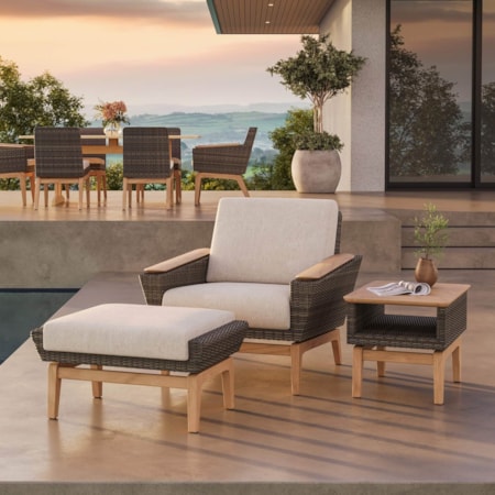 3-pc. Lounge Chair & Ottoman Set w/End Table