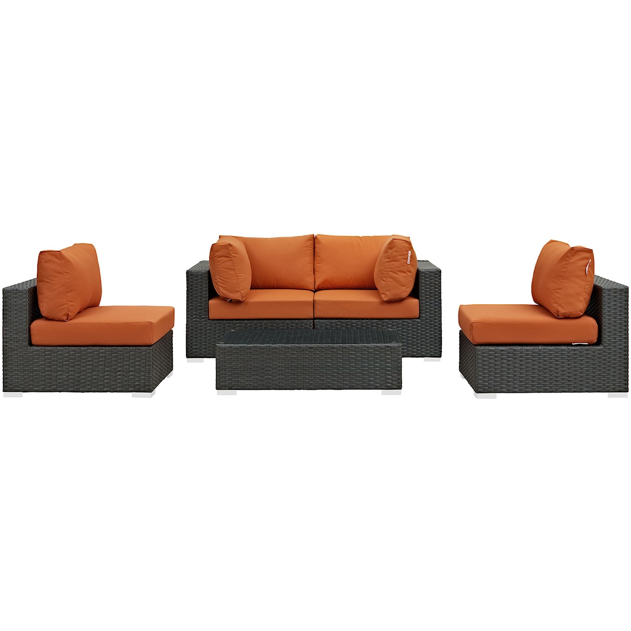 Modway Sojourn Outdoor 5 Piece Sectional Set