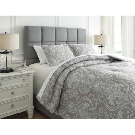 Queen Noel Gray/Tan Comforter Set