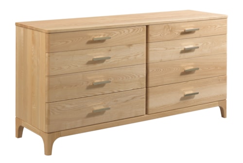 Transitional 8-Drawer Dresser with Brass Pulls