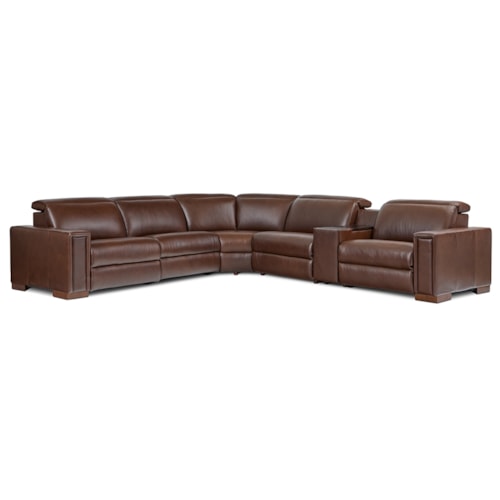 Contemporary 6-Piece Power Reclining Sectional Sofa with USB Ports and Storage Console