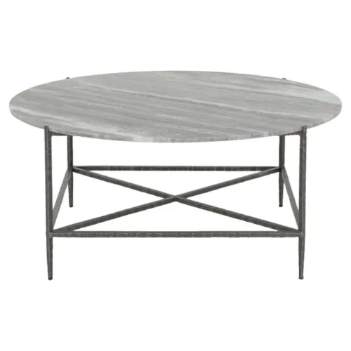 Contemporary Round Cocktail Table with Marble Top