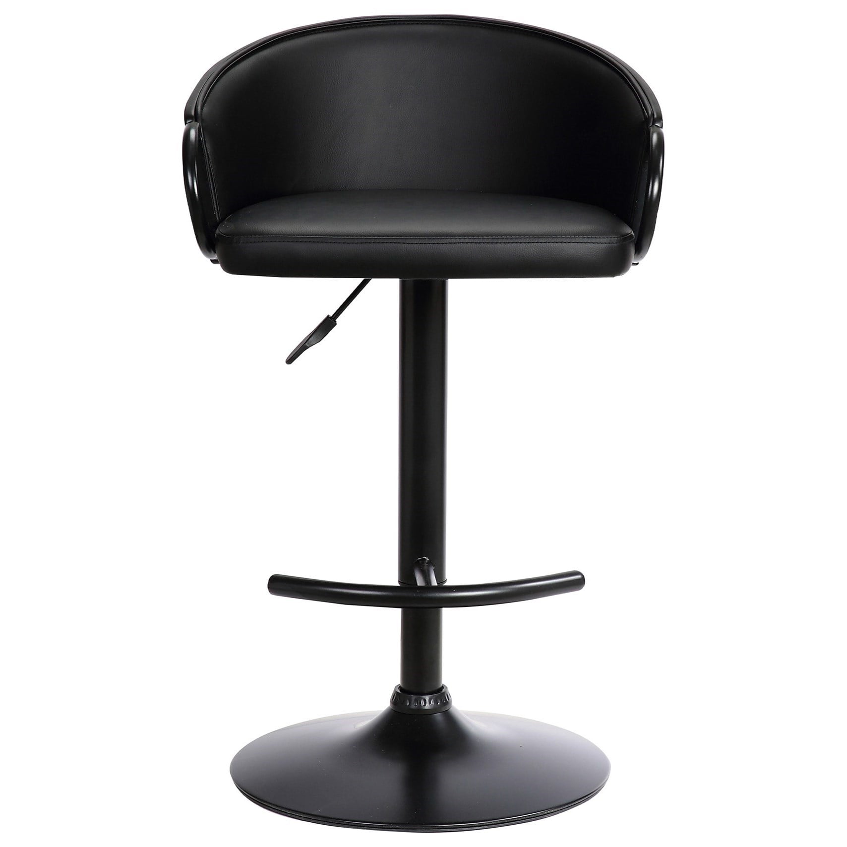 Adj. Black Faux Leather Swivel Barstool