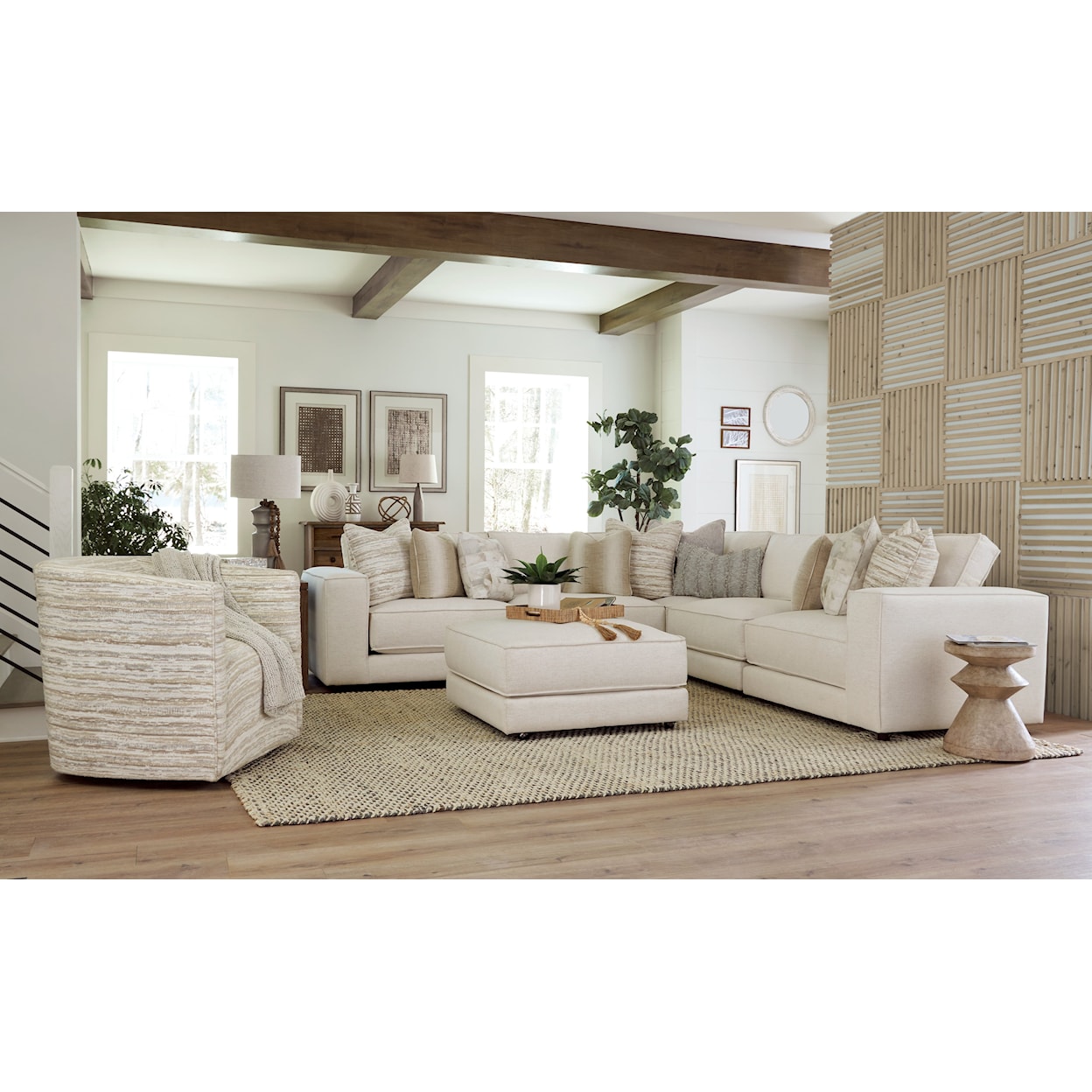 Hickory Craft 734801BD Modular Sofa with 4 Seats and 1 Ottoman