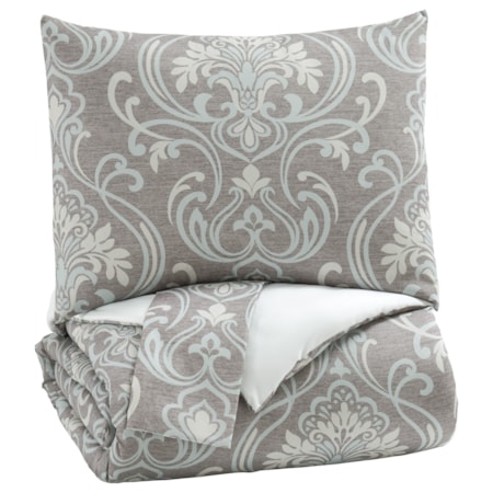 Queen Noel Gray/Tan Comforter Set