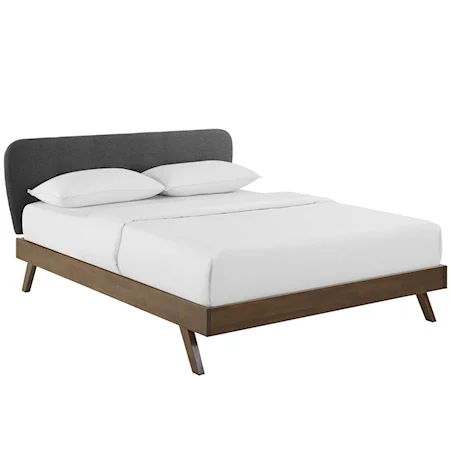 Queen Upholstered Polyester Fabric Platform Bed