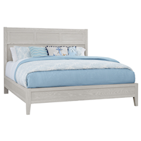 Transitional California King Low Profile Bed with Louvered Headboard