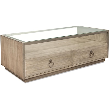 Rectangle Cocktail Table with Beveled-Edge Glass Top