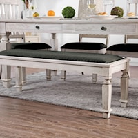 Rustic Dining Bench with Padded Fabric Seat