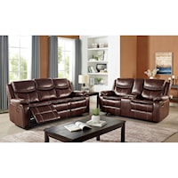 Transitional Manual Reclining Sofa and Loveseat Set