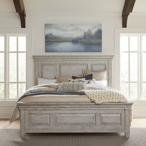 Transitional King California Panel Bed with Decorative Molding