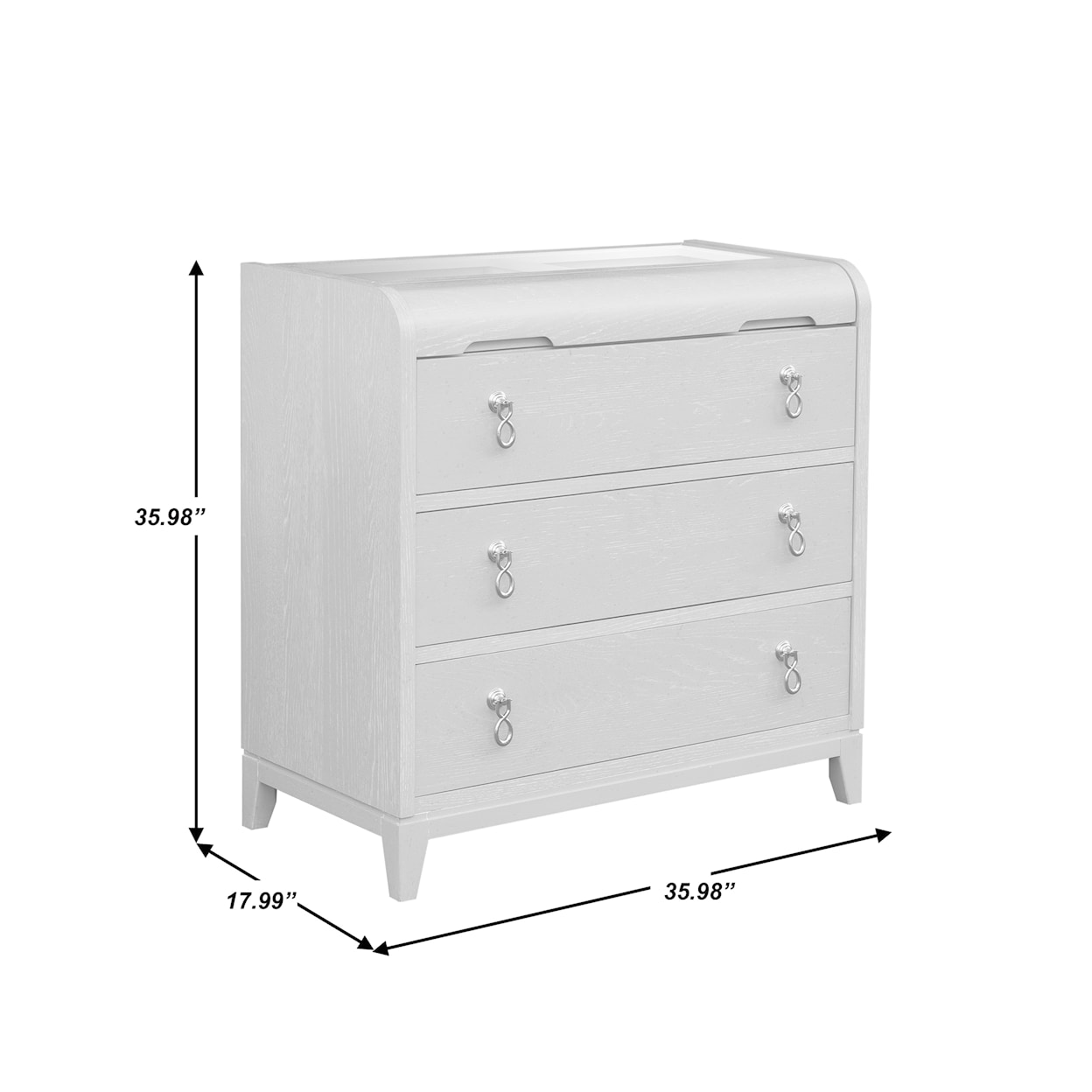 Accentrics Home Accents Three Drawer Chest with Jewelry Storage